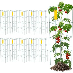 Eleganti Confezioni da 10 Supporti Quadrati per Piante Rampicanti in Acciaio Rivestito in PVC Verde, 30x30x117 cm, per Pomodori - Product Image 2