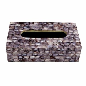 Caja de pañuelos de lujo con incrustaciones de nácar, hecha a mano, con mosaico de conchas, dispensador decorativo de servilletas para hotel y hogar - Product Image 1