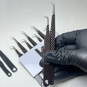 Juego de Pinzas de Alta Precisión con Punta de Fibra para Extensión de Pestañas Marrones, Cierre Perfecto a 90 Grados, Herramientas de Aislamiento Recto para Mega Volumen - Product Image 4