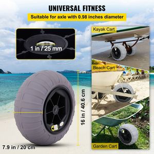 Pneumatici da Spiaggia da 200mm per Carrelli Kayak e Canoe, Pneumatici TPU da 16 Pollici con Pompa d'Aria Gratuita - Product Image 3