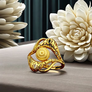 Bold 4.380 Gram Gold <b>Ring</b> | Intricate Filigree & Dome Design <b>for</b> <b>Women</b> | <b>Statement</b> Yellow Gold Jewellery - Product Image 2