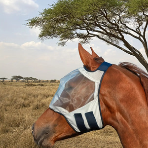 Máscara Antimoscas de Cuero Genuino para Caballos, Protección de Verano, Malla Transpirable, Bloqueo UV, Diseño Suave de Protección para Orejas/Nariz, para Montar a Caballo - Product Image 1