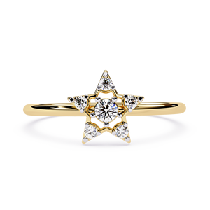 Round Brilliant Lab-Grown Diamond Royal Star Crown 10K Gold <b>Ring</b> with Trendy Luxury Detailing and Bold <b>Statement</b> Design - Product Image 2