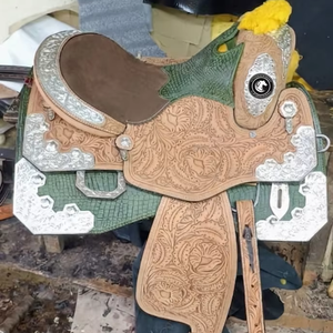 Selles en cuir de vachette véritable de qualité supérieure, style western, avec doublure en polaire et coutures lisses, pour l'équitation, l'entraînement, le travail en ranch et les activités de plein air. - Product Image 1