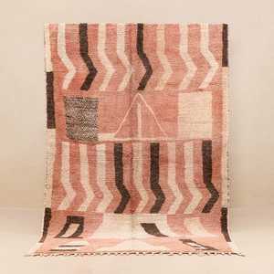 Tapis tribal marocain Beni Ourain 100% laine, tissé à la main, noué à la main, abstrait, adapté aux animaux domestiques - Product Image 6