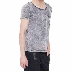 T-shirt Homme Personnalisé de Haute Qualité, Effet Délavé Acide, Vintage, Coton Délavé à la Pierre, Manches Courtes, Col Rond, avec Poche, Style Streetwear - Product Image 3