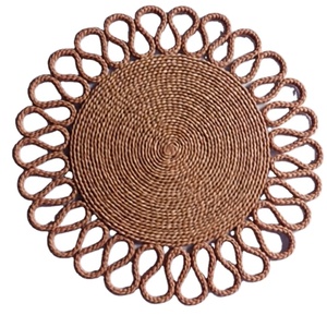 แผ่นใยไฟเบอร์ธรรมชาติทรงกลม15 "แผ่นปูรองสำหรับตกแต่งโต๊ะแบบแฮนด์เมดสุดหรูแผ่นปูสำหรับงานแต่งงานรับประทานอาหารภายในบ้านโรงแรมร้านอาหารงานเลี้ยง - Product Image 1