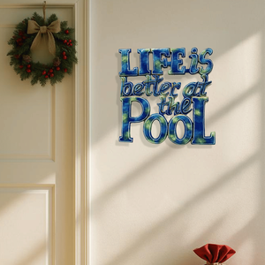 CIFbuy Decorazione Murale in Ferro con Tema Tropicale Costiero Estivo per Piscina, Cornice Inclusa, per Hotel e Uso Residenziale, Servizio di Raccolta - Product Image 4