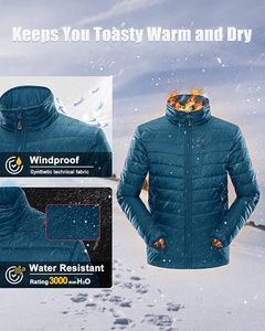 Men's Casual Winter Puffer <b>Jacket</b> Lightweight Insulated <b>Quilted</b> Coat Stand Collar Zip-Up Solid <b>Pattern</b> Nylon for Outdoor Use - Product Image 3