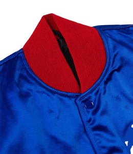 Custom <b>Men</b> Satin Varsity <b>Jacket</b> Blank Shiny Bomber <b>Jacket</b> Rib Knitted Collar College <b>Baseball</b> Letterman <b>Jacket</b> - Product Image 2