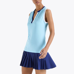 Easy to Wear Top Selling Women's Tennis Uniform New Arrivals Plain Dyed Sleeveless Outfit Women Sports Skirts Vest Tennis <b>Set</b> - Product Image 3