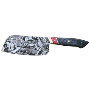 Cuchillos de Cocina Premium de Damasco con Hoja Ancha, Mango de Madera Resistente para Chefs Profesionales, Preparación de Vegetales - Product Image 1