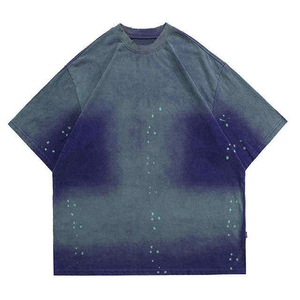 เสื้อยืดแขนสั้นผู้ชายทรงโอเวอร์ไซส์ลายไท-ได คุณภาพสูงจาก PUFFIN SPORTS คอกลม ผ้าถัก ลายจุดไล่เฉดสี สวมใส่สบาย - Product Image 3