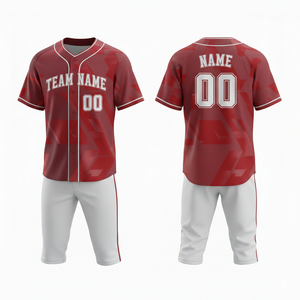 Ensemble d'uniformes de baseball personnalisés, maillot à manches courtes et pantalon imprimés par transfert thermique, polyester respirant, vêtements d'entraînement et de match pour équipe - Product Image 6