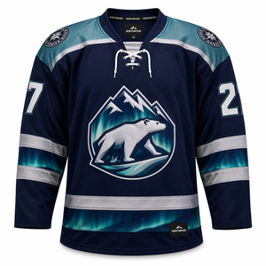 Maillot de hockey sur glace personnalisé pour hommes, tissu en maille de qualité supérieure, uniforme d'équipe, sublimation, tissu sergé, maillot de hockey - Product Image 1