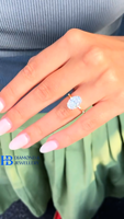Anillo de Compromiso de Diamante Cultivado en Laboratorio con Corte Ovalado de Lujo, Chapado en Oro de 18K, Color D, VVS, Certificado IGI, Marca HB, Anillo de Boda