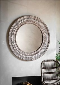 Espejo de Pared Decorativo Redondo, Espejo de Vidrio con Marco Ornamentado, Decoración de Pared para Sala de Estar, Dormitorio, Entrada - Product Image 1