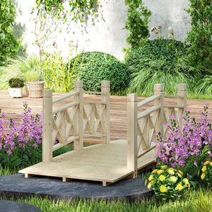 Ponte da Giardino in Legno Naturale da 1,5 m per Laghetti, Fiumi e Corsi d'Acqua nel Cortile, per Paesaggistica e Pavimentazione - Product Image 2