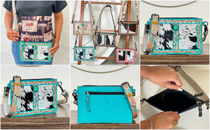 Bolso Bandolera de Cuero Repujado Estilo Western 2026 para Mujer, Bolso de Hombro de Piel con Pelo, Hecho a Mano, Diseño Floral - Product Image 3