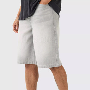 Made in Best Material Lightweight <b>Men's</b> <b>Drawstring</b> Knitted Solid Casual Mid Waist High Quality Breathable <b>Jeans</b> Shorts - Product Image 2