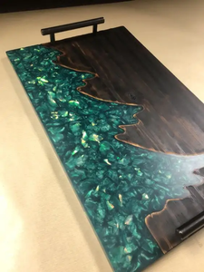 <b>Rectangle</b> Handmade Resin Serving Tray Platter Modern Design Durable Eco-Friendly Decorative <b>Coffee</b> <b>Table</b> Organizer Home Kitchen - Product Image 6