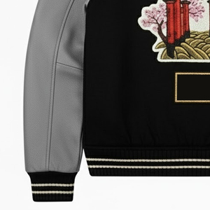 Chaqueta Varsity de Lana con Bordado Chenille para Hombre, Cuerpo de Lana, Mangas de Cuero Genuino, Ropa de Invierno - Product Image 6