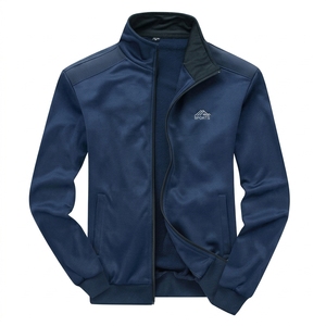 Herren 2-teiliges Trainingsanzug-Set mit Fleece-Futter, Stehkragen, Jacke mit Reißverschluss und Hose, Sportlich, Winter, Marineblau - Product Image 2