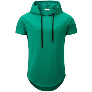 Men Blank Hooded Short Sleeve Solid Color Cotton Custom Designing Summer Outdoor Sports Wear Basic Cotton <b>Blended</b> Hoodie Men's - Product Image 1