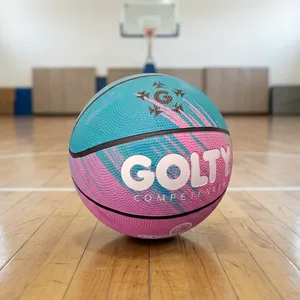 ลูกบาสเก็ตบอล GOLTY ไซส์ 5  วัสดุ PU  ไส้ยางบิวทิล  ทนทาน เป็นมิตรกับสิ่งแวดล้อม น้ำหนักเบา กันน้ำ ดีไซน์สีชมพูฟ้า - Product Image 5