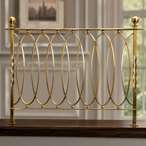Balustrade de balcon décorative en laiton doré de luxe, à boucles ovales, avec embouts en boule, pour la décoration intérieure de villas et de maisons de prestige - Product Image 3