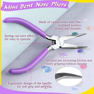 Alicates de punta curva miniatura para cirugía, herramienta para hacer joyas, envolver alambres y abalorios, con dientes serrados a 45 grados - Product Image 3