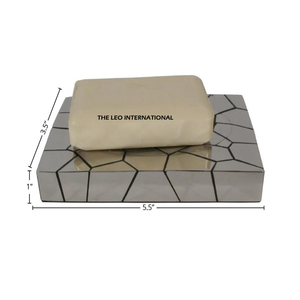 Texture Design Elegant Silver Rectangle Shape Table Top Bathroom Fancy Pattern Countertop Accessories <b>Soap</b> Dish - Product Image 1