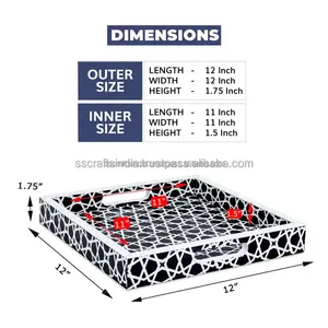 Bandeja con incrustaciones de resina tradicional de calidad de exportación, bandeja auténtica hecha a mano para decoración étnica india del hogar de la India - Product Image 2