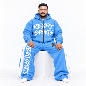 Ensemble survêtement personnalisé pour homme en molleton français avec impression graphique, pantalon de jogging à jambes larges, logo personnalisé et étiquette personnalisée - Product Image 2