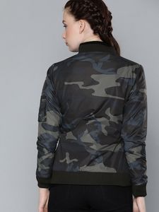 European American Women's <b>Camouflage</b> Print <b>Jacket</b> Fashionable Casual Regular Fit Side Pocket Winter Bomber Racer <b>Jackets</b> Coats - Product Image 6