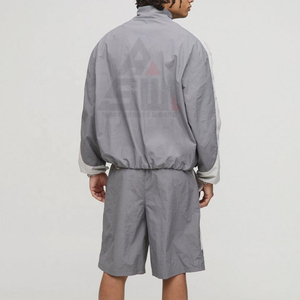Zip Soft Shell Crinkle Nylon Acid Wash Vintage Breathable Lightweight Tracksuit Men Boxy Fit Track Jacket Shorts Set Unisex - Product Image 4