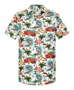 Chemise légère pour homme à manches courtes, imprimé tropical hawaïen, décontractée, boutonnée, colorée, pour l'été - Product Image 1