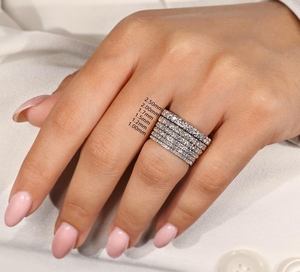 <b>Eternity</b> Handmade Jewelry Gold Plated Moissanite 925 <b>Silver</b> <b>Rings</b> Round Brilliant Cut Diamond Engagement <b>Ring</b> For Women - Product Image 2