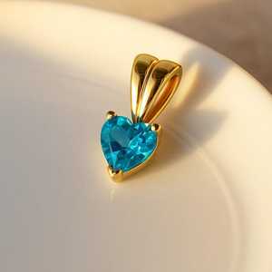 Colgante de Corazón de Topacio Azul Suizo, Plata de Ley 925, Chapado en Oro de 14K, Piedra de Nacimiento de Diciembre, Joyería Hecha a Mano, Regalo - Product Image 2