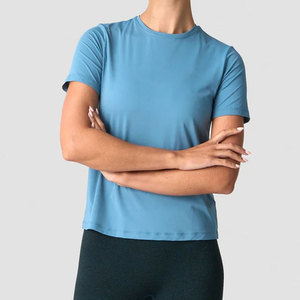 Camiseta Deportiva de Yoga Lisa para Gimnasio, Top Personalizado al por Mayor, Fabricante de Ropa de Fitness, Top Deportivo de Manga Corta de Color Sólido - Product Image 3