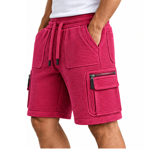 Pantalones Cortos de Punto Waffle para Hombre, Ropa Deportiva Informal a la Moda, Tejido Transpirable Texturizado, Cintura con Cordón, Fabricante de Marca Privada OEM - Product Image 5