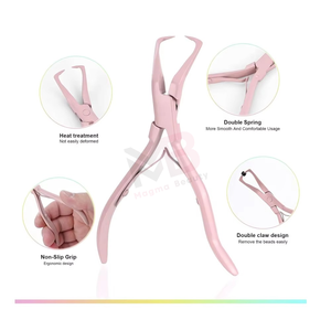 Pince professionnelle réutilisable en acier inoxydable pour extensions capillaires, outil d'ouverture et de fermeture de micro-anneaux et de perles, sans nickel - Product Image 2