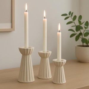 Portavelas de Cerámica Estilo Escandinavo Minimalista, Diseño Cuadrado Acanalado, Hechos a Mano, Venta al Por Mayor - Product Image 3