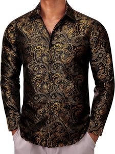 เสื้อเชิ้ตผู้ชายคอกลมแขนสั้นลายเพสลีย์ลำลองทรงปกติผ้าถักพิมพ์ลายระบายอากาศได้ดีผ้าฝ้าย 100% สีดำ - Product Image 5