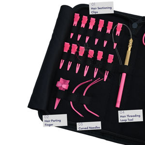 Kit de Herramientas para Extensiones de Cabello Rosa Elegante con Alicates de Crimpado de 2 Orificios, Agujas Curvas para Enhebrar, Separador de Cabello y Mini Tijeras - Product Image 3