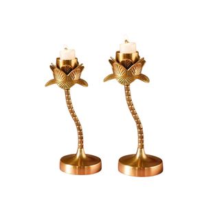 Elegant Gold Metal Hanging <b>Tealight</b> Candle Holder Nordic Floral Wreath T-Light <b>Lantern</b> for Wedding Table Centerpiece Home Decor - Product Image 2