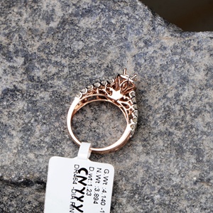 Wholesale 14k Rose Gold Natural Diamond Halo <b>Split</b> Shank Filigree Semi Mount <b>Ring</b> Memoria Jewels - Product Image 5