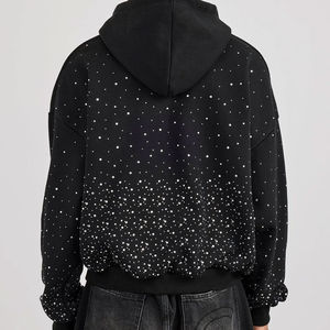 เสื้อสเวตเชิ้ตมีฮู้ดลายจุดสีดำสำหรับผู้ชาย เสื้อคลุมผ้าฟลีซลำลองขนาดใหญ่สวมใส่ในฤดูใบไม้ร่วง - Product Image 5