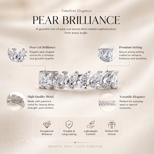 Luxury Pear Lab Grown Diamond Band | 10K White Gold Anniversary Wedding <b>Ring</b> | Elegant Stackable Bridal Band | Fine Jewelry Gift - Product Image 6
