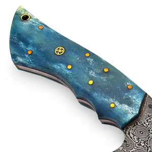 Couteau de chef Burraq de qualité industrielle, OEM, fait main en acier Damas, multifonctionnel, motif goutte de pluie, avec étui en cuir - Product Image 5